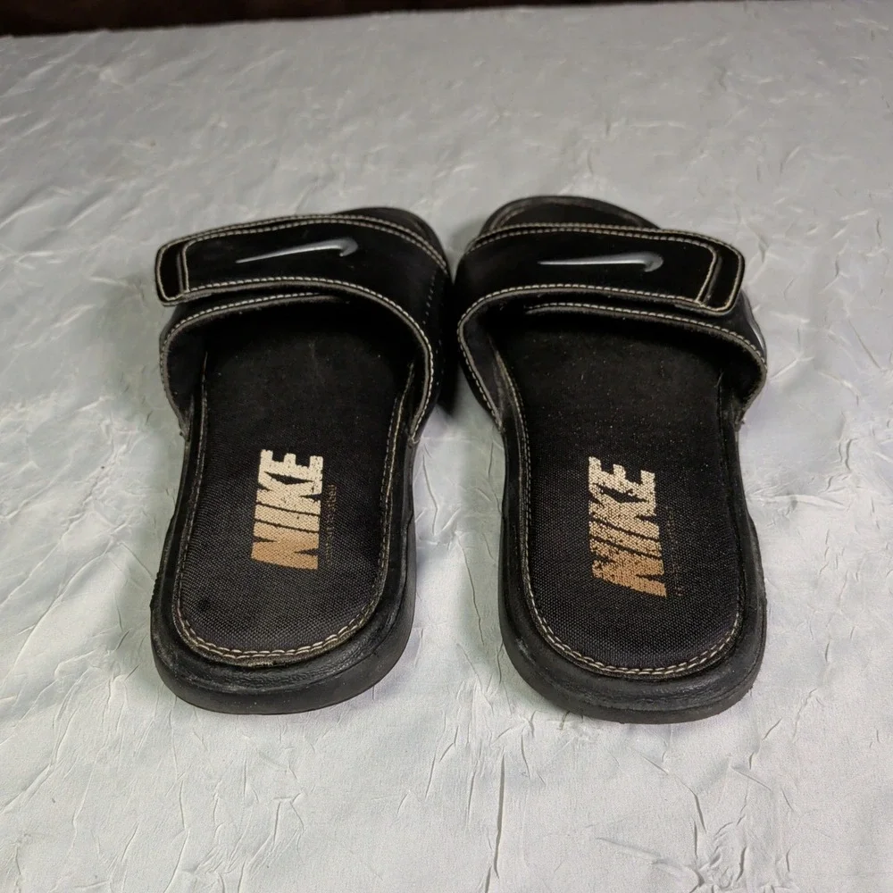Nike Comfort Slide 2 Sandals Mens Size 7 Black Metallic Silver Y2K 415206-002